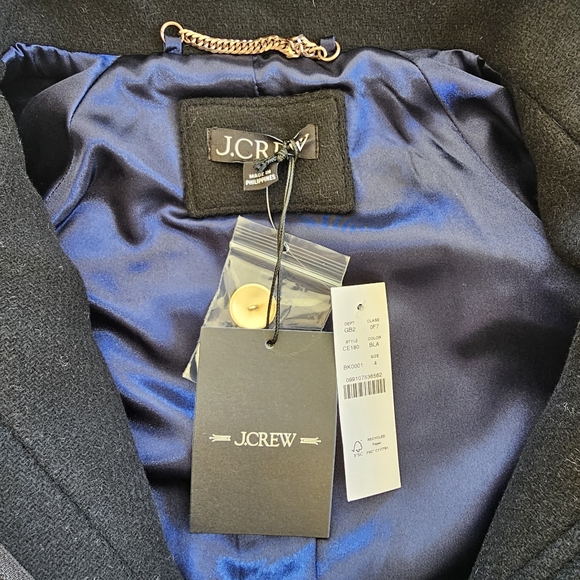 New! J. Crew Sz 4 Toscana Black Coat Italian Stadium-cloth Wool blend Womens NWT - Picture 7 of 16